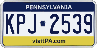 PA license plate KPJ2539