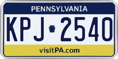 PA license plate KPJ2540