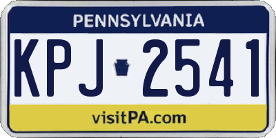 PA license plate KPJ2541