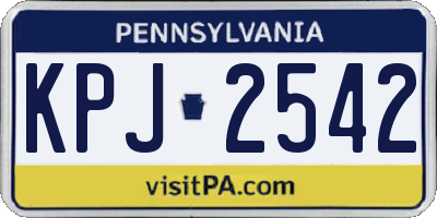 PA license plate KPJ2542