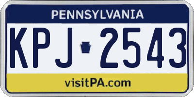PA license plate KPJ2543