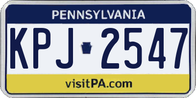 PA license plate KPJ2547