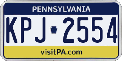 PA license plate KPJ2554