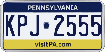 PA license plate KPJ2555