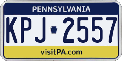 PA license plate KPJ2557