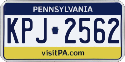 PA license plate KPJ2562