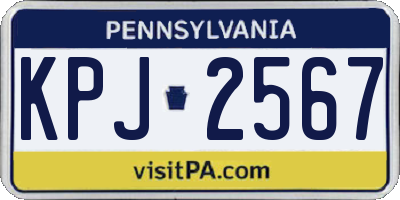 PA license plate KPJ2567