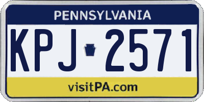 PA license plate KPJ2571