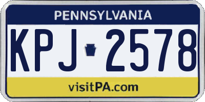 PA license plate KPJ2578
