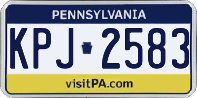 PA license plate KPJ2583