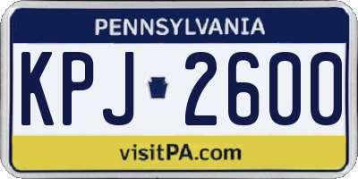 PA license plate KPJ2600