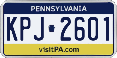 PA license plate KPJ2601