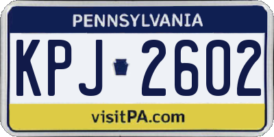 PA license plate KPJ2602