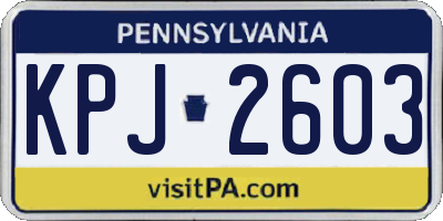 PA license plate KPJ2603