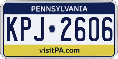 PA license plate KPJ2606