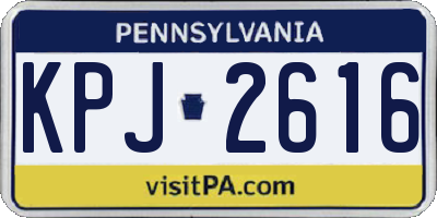PA license plate KPJ2616