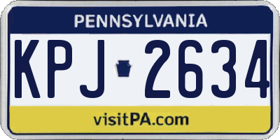 PA license plate KPJ2634