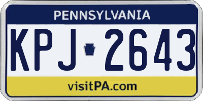 PA license plate KPJ2643