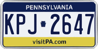 PA license plate KPJ2647