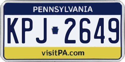 PA license plate KPJ2649