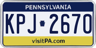 PA license plate KPJ2670