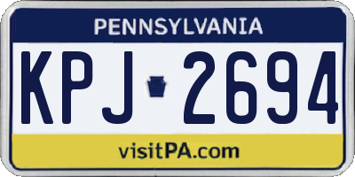 PA license plate KPJ2694