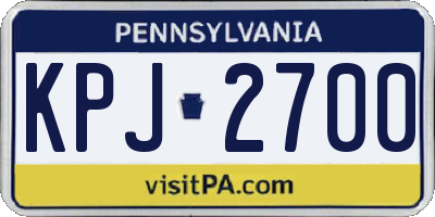 PA license plate KPJ2700
