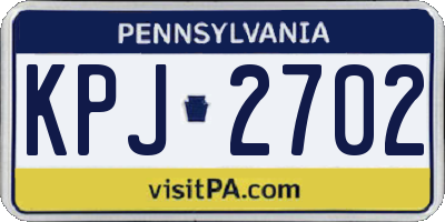 PA license plate KPJ2702