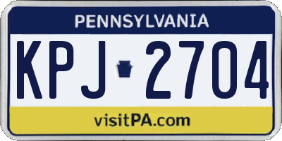 PA license plate KPJ2704