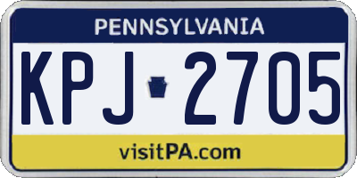 PA license plate KPJ2705