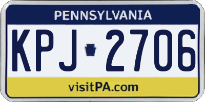 PA license plate KPJ2706