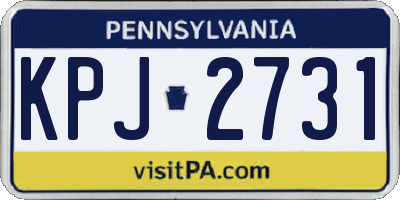 PA license plate KPJ2731