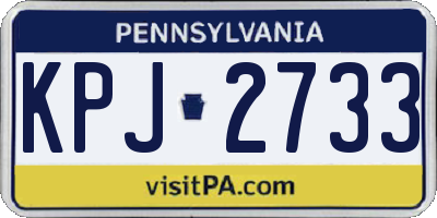 PA license plate KPJ2733