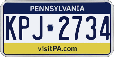 PA license plate KPJ2734