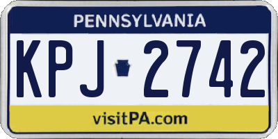 PA license plate KPJ2742