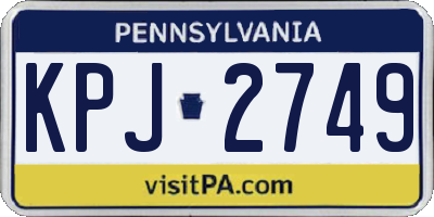 PA license plate KPJ2749