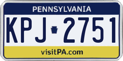 PA license plate KPJ2751
