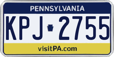 PA license plate KPJ2755