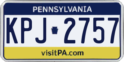PA license plate KPJ2757