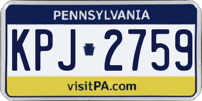 PA license plate KPJ2759