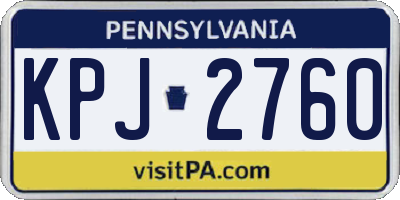 PA license plate KPJ2760