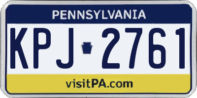 PA license plate KPJ2761