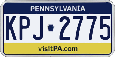 PA license plate KPJ2775