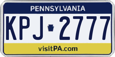 PA license plate KPJ2777