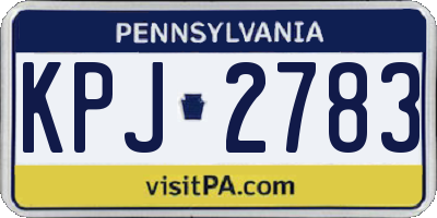 PA license plate KPJ2783