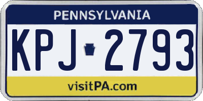 PA license plate KPJ2793