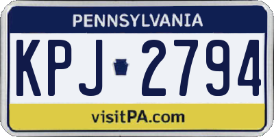 PA license plate KPJ2794
