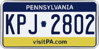 PA license plate KPJ2802