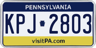 PA license plate KPJ2803