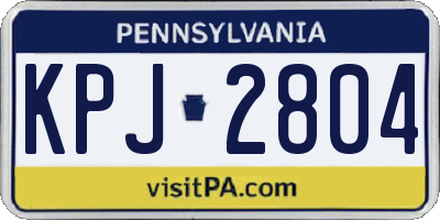 PA license plate KPJ2804